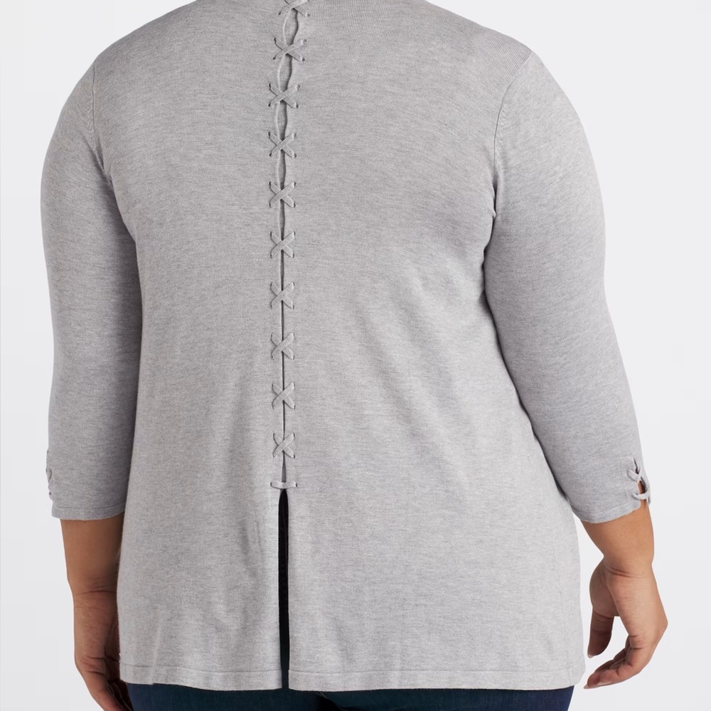 Gray Open-Front Women's Cardigan - Picture 4 of 6